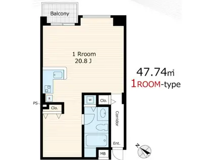 ファーストアパートメンツ三田(1LDK/2階)の間取り写真
