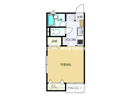 バウハウス若葉(1K/1階)の間取り写真