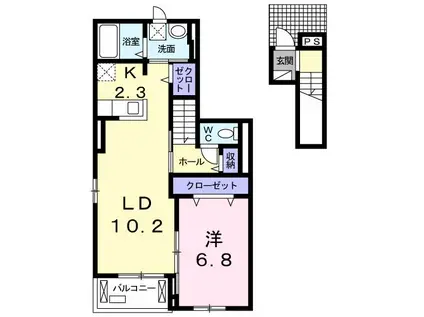 エミネンス・ヴィラ(1LDK/2階)の間取り写真