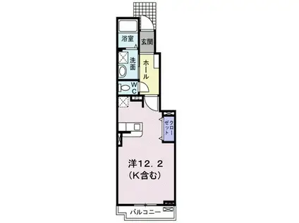 ヴァンヴェールA(ワンルーム/1階)の間取り写真