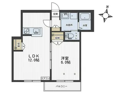 メゾン樹(1LDK/3階)の間取り写真