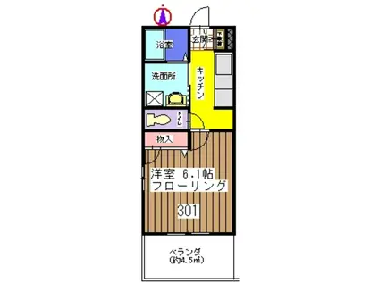 アリスコート(1K/3階)の間取り写真