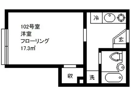 フラットK柿の木坂(1K/1階)の間取り写真