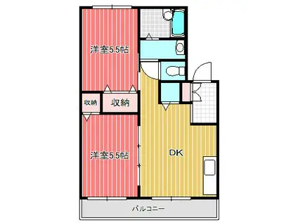 アーバンハイツB(2DK/3階)の間取り写真