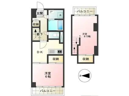 ビラ・ウエルス(2DK/6階)の間取り写真