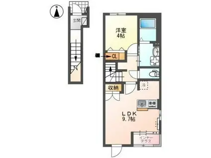 ポラリス(1LDK/2階)の間取り写真