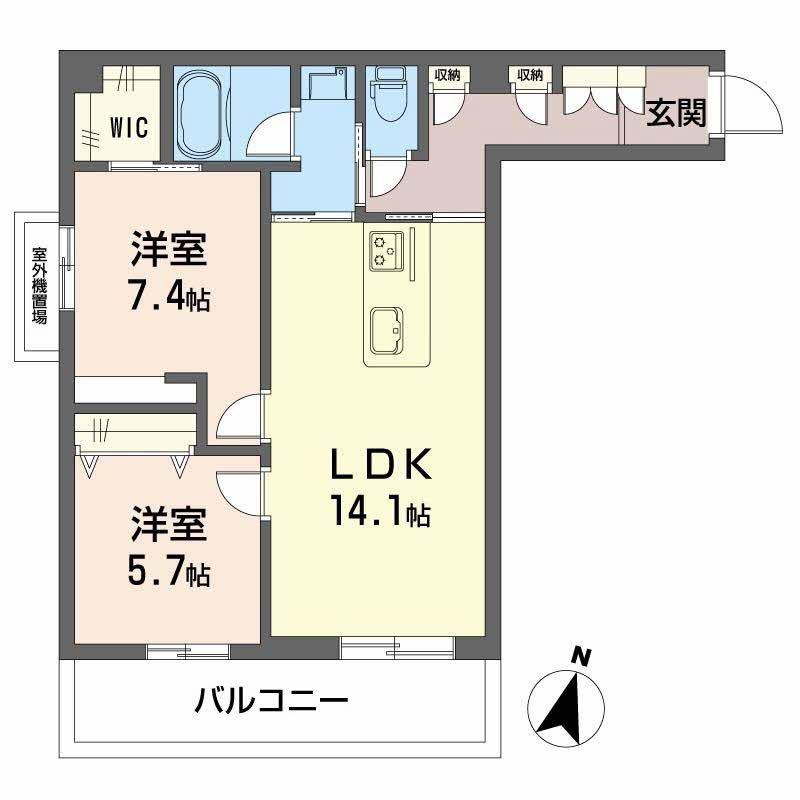 モンセル(2LDK/3階)の間取り写真