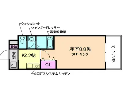 エル海老江(1K/8階)の間取り写真