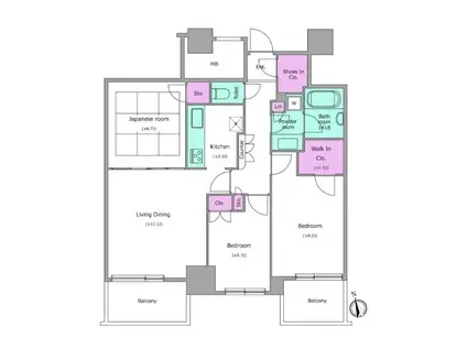 RESIDIA TOWER目黒不動前(3LDK/24階)の間取り写真