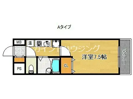 セジュール24(1K/8階)の間取り写真