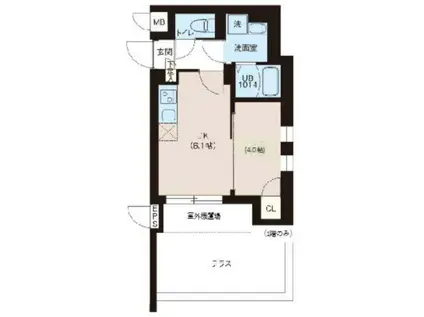 レオーネ宮崎台(1DK/2階)の間取り写真