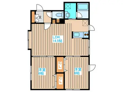 常盤華壇III(2LDK/3階)の間取り写真