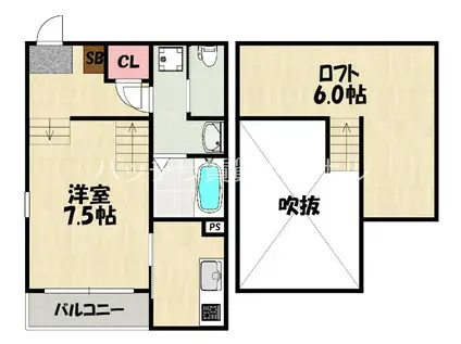 BLANCHEUR HASHIMOTO(1K/1階)の間取り写真
