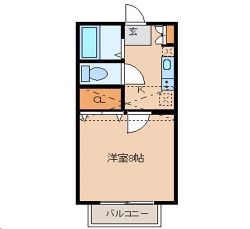 アヴァンセ富沢南壱番館(1K/2階)の間取り写真