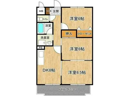 リュミエール(3DK/2階)の間取り写真