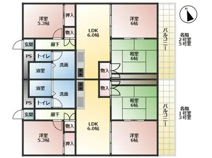 ベルエアーマンション(3LDK/3階)の間取り写真