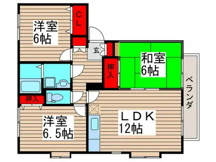 グラーツ弐番館(3LDK/2階)の間取り写真