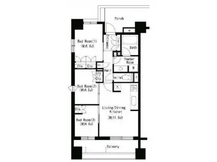パークアクシス大塚(3LDK/3階)の間取り写真