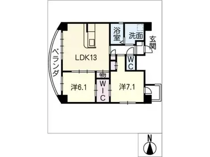 地下鉄名城線 東別院駅 徒歩4分 9階建 築9年(2LDK/9階)の間取り写真
