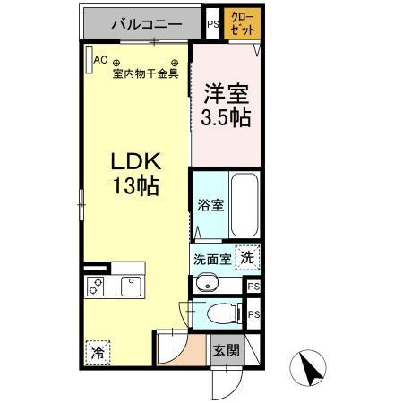 CASAニックスIV(1LDK/1階)の間取り写真