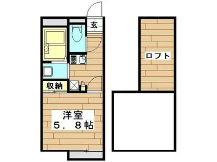 レオパレスフレッサ(1K/1階)の間取り写真