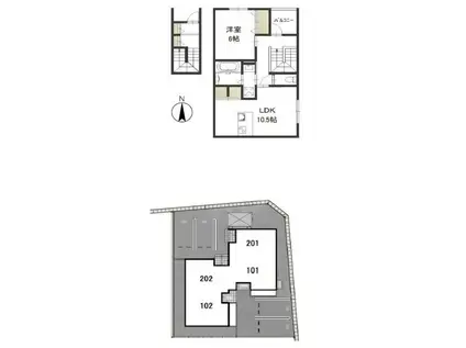 ノーブル高柳(1LDK/2階)の間取り写真