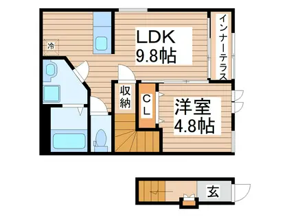 プチ・ボヌール(1LDK/2階)の間取り写真