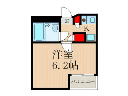 河田町モンプチ(1K/4階)の間取り写真