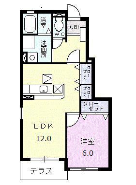 アウローラSIII(1LDK/1階)の間取り写真