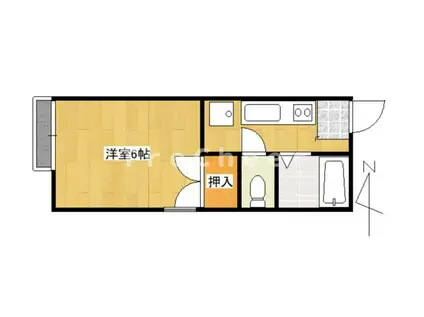 若竹ハイツ(1K/2階)の間取り写真