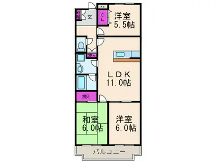 エタニティ4(3LDK/3階)の間取り写真
