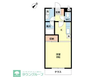 T.Kヒルズ八千代(1K/1階)の間取り写真