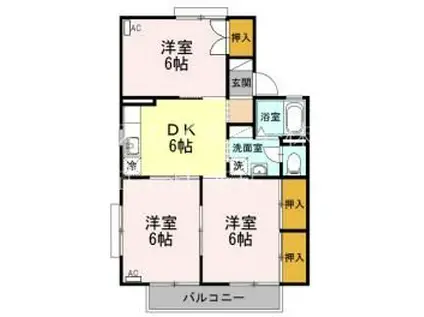 セジュール セゾン A棟(3DK/2階)の間取り写真