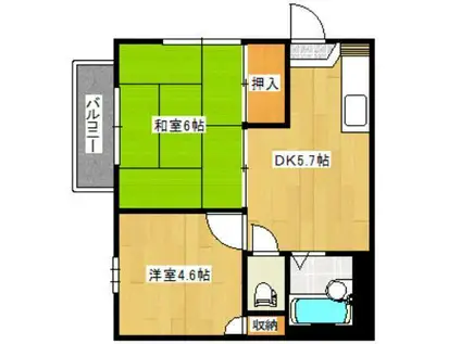 サニーコート(2DK/2階)の間取り写真