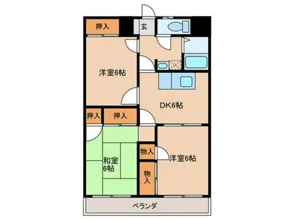 アシーナ京町(3DK/6階)の間取り写真