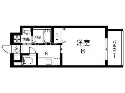 AMABILE布施(1K/8階)の間取り写真