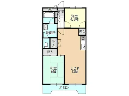 サンパークマンション(2LDK/2階)の間取り写真