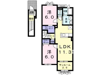 オーブ・ヴィラージュII(2LDK/2階)の間取り写真