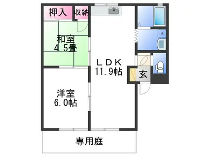 エル有本(2LDK/1階)の間取り写真