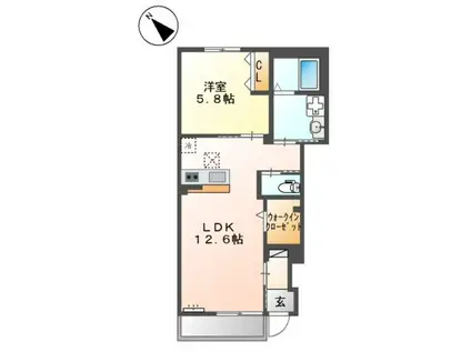 サンコートKII(1LDK/1階)の間取り写真