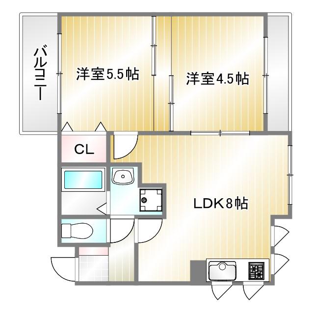 BELLTREE平和台(2LDK/2階)の間取り写真