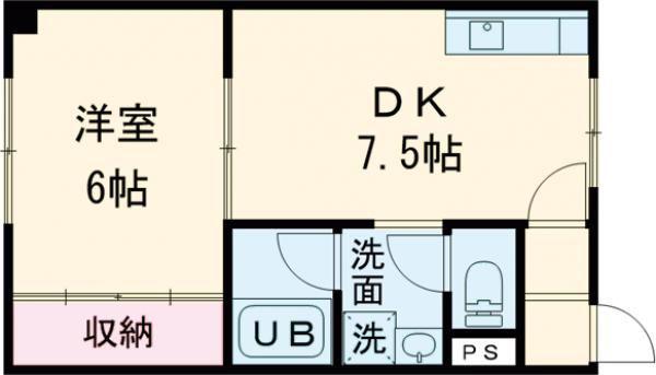 リバーコート(1DK/3階)の間取り写真