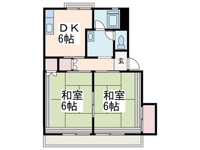 ホワイトサンプラザ(2DK/2階)の間取り写真