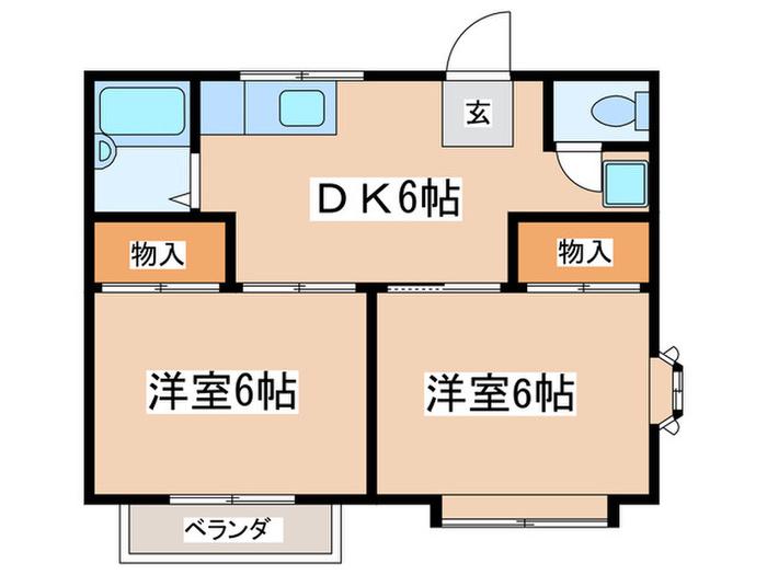 グランデュールヤマト B(2DK/2階)の間取り写真