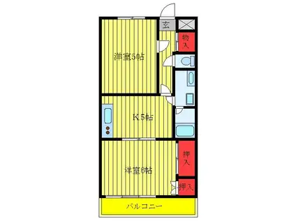 小豆沢ハイツ(2K/3階)の間取り写真