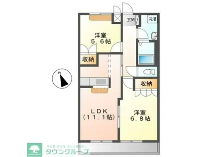 セントラルヒルズI(2LDK/2階)の間取り写真