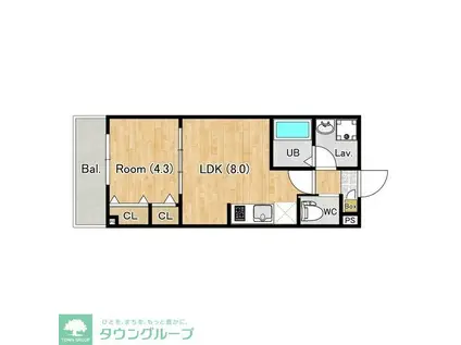 ジーメゾン福生加美平(1LDK/3階)の間取り写真