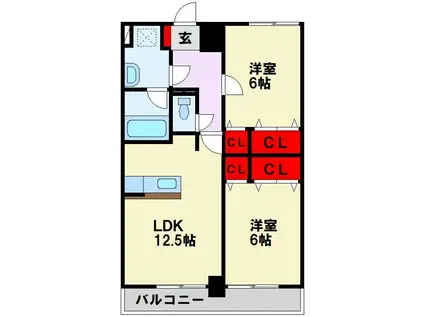 KMマンション熊手(2LDK/7階)の間取り写真