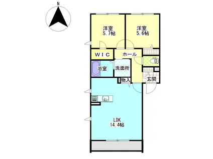 クレールガーデン蒼海(2LDK/1階)の間取り写真