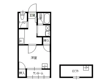 ヨウラク関根(1K/1階)の間取り写真